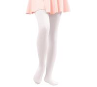 Hiltzo Girls Ballet Tights Convertible Dance Tights,Soft Stretchy Microfiber School Uniform Ballet Stockings for Kids, 70 Denier Strong Footed Pantyhose(6-8 Years, White)
