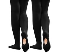 Hiltzo Girls Ballet Tights Convertible Dance Tights,Soft Stretchy Microfiber School Uniform Ballet Stockings for Kids, 70 Denier Strong Footed Pantyhose(6-8 Years,2 Pairs Black)