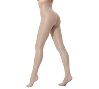 Hiltzo Oily Shiny Silky Tights for Women Ultra Shimmer Glossy High Waist Pantyhose 70D Resistant Stretch Stockings for Jazz Dance Saphing Ballet Party & Daily Wear（Nude L-XL