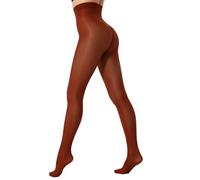 Hiltzo Oily Shiny Silky Tights for Women Ultra Shimmer Glossy High Waist Pantyhose 70D Resistant Stretch Stockings for Jazz Dance Saphing Ballet Party & Daily Wear（Red Brown XXL-3XL