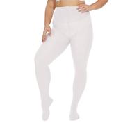 Hiltzo Women's Plus Size Tights Run Resistant Solid Color Opaque Pantyhose High Waist Footed Tights 1X, 2X, 3X, 4X White 2XL