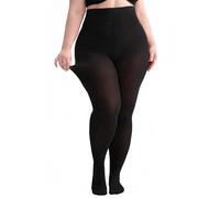 Hiltzo Women's Plus Size Tights Run Resistant Solid Color Opaque Pantyhose High Waist Footed Tights 1X, 2X, 3X, 4X Black 2XL