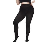 Hiltzo Women's Plus Size Tights Run Resistant Solid Color Opaque Pantyhose High Waist Footed Tights 1X, 2X, 3X, 4X Black 4XL