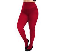 Hiltzo Women's Plus Size Tights Run Resistant Solid Color Opaque Pantyhose High Waist Footed Tights 1X, 2X, 3X, 4X Red 3XL