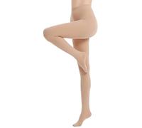 Hiltzo Women's Tights 80D Semi Opaque Soft Solid Color Footed Pantyhose Beige M
