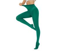 Hiltzo Women's Tights 80D Semi Opaque Soft Solid Color Footed Pantyhose Dark Green M