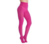 Hiltzo Women's Tights 80D Semi Opaque Soft Solid Color Footed Pantyhose Fuchsia Pink S