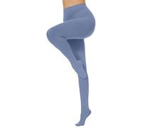 Hiltzo Women's Tights 80D Semi Opaque Soft Solid Color Footed Pantyhose Lake Blue S-M