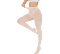 Hiltzo Women's Tights 80D Semi Opaque Soft Solid Color Footed Pantyhose Pink S