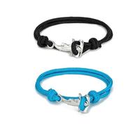 Hilufiet Hammerhead Sharks Bracelet Ocean Lovers Nautical Multilayer Wrapped Waterproof Rope Bracelet Couple Gift, metal, no gemstone