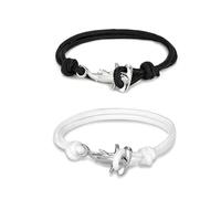 Hilufiet Hammerhead Sharks Bracelet Ocean Lovers Nautical Multilayer Wrapped Waterproof Rope Bracelet Couple Gift, Adjustable, metal, no gemstone
