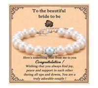 Hilufiet Something Blue for Bride to Be Bridal Bracelet Pearl Bracelet for Bride Women-A