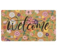 HilyBony Floral Welcome Mats Flower Coir Door Mat Colorful Spring Door Mat Indoor Entrance Cute Decorative Outdoor Doormats Non Slip Outside Door Mats for Front Door(30 * 17 inch)