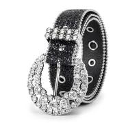 HilyBony Rhinestone Belt Western-Cowgirl-Cowboy-Belts with Bling Diamond Buckle Studded Sequin Leather Belt for Jean for 28-38" Waist