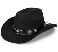 HilyBony Western Cowboy Hat for Women Men Classic Wide Brim Fedora Hat with Buckle Belt