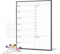 HILYFE Weekly Planner Whiteboard A3 - Magnetic Meal Planner for Fridge, Cupboard & Wall with 4 Dry Erase Markers - Task Planning and Event Reminder Notice Board