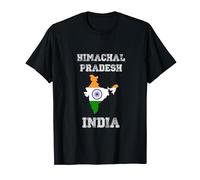 Himachal Pradesh India Vintage India Flag Map Design T-Shirt