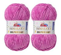 Himalaya Dolphin Baby Yarn 2 X 100g Skeins Super Bulky Yarn for Knitting/Crochet Ideal for Cardigans Shawls Blankets Hats and Home Textiles (2, 80356 Shine Lilac)