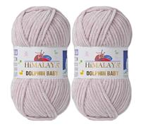 Himalaya Dolphin Baby Yarn 2 X 100g Skeins Super Bulky Yarn for Knitting/Crochet Ideal for Cardigans Shawls Blankets Hats and Home Textiles (2, 80342 Powder Cream)