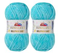 Himalaya Dolphin Baby Yarn 2 X 100g Skeins Super Bulky Yarn for Knitting/Crochet Ideal for Cardigans Shawls Blankets Hats and Home Textiles (2, 80335 Powder Blue)