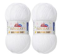 Himalaya Dolphin Baby Yarn 2 X 100g Skeins Super Bulky Yarn for Knitting/Crochet Ideal for Cardigans Shawls Blankets Hats and Home Textiles (2, 80301 White)