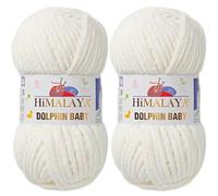 Himalaya Dolphin Baby Yarn 2 X 100g Skeins Super Bulky Yarn for Knitting/Crochet Ideal for Cardigans Shawls Blankets Hats and Home Textiles (2, 80308 Cream)