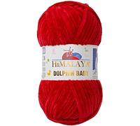 Himalaya Dolphin Baby Yarn Each Skein 100gr 120m Super Bulky Yarn for Knitting&Crocheting Ideal for Cardigans Shawls Blankets Hats and Home Textiles (1, 80352 Soft RED)