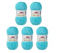 Himalaya Dolphin Baby Yarn Each Skein 100gr 120m Super Bulky Yarn for Knitting&Crocheting Ideal for Cardigans Shawls Blankets Hats and Home Textiles (80335 Powder Blue, Pack of 5)