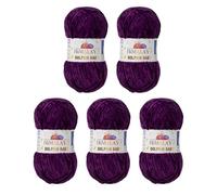 Himalaya Dolphin Baby Yarn Each Skein 100gr 120m Super Bulky Yarn for Knitting&Crocheting Ideal for Cardigans Shawls Blankets Hats and Home Textiles (80328 Purple, Pack of 5)