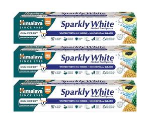 Himalaya Herbals “Sparkly White” Herbal Toothpaste * Whiter Teeth in 2 Weeks * with Advanced Plaque Removal, Chemical Free, Vegan Friendly, Anti-inflammatory 12-Hour Germ Protection 75ml (3-Pack)