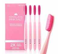 HIMALAYA PINKSALT Intensive Clean Toothbrush 4 Count - Christmas Gifts, Stocking Stuffers, Extra-Large Toothbrushes for Adults, Plaque Remover for Teeth, Tapered Bristles, Deep Clean Toothbrush