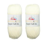 Himalaya Super Soft DK Wool Yarn for Knitting and Crochet, Baby Projects, 100g, 2 Skeins (Ivory)