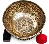 HIMALAYAN BAZAAR Large Tibetan Singing Bowl Set - 9.5'' Master Healing Grade For Sound Bath Chakra 7 Metal Meditation Yoga, (LRGTREEBOWL)