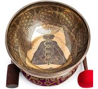 HIMALAYAN BAZAAR Large Tibetan Singing Bowl Set - Hand Carved 12'' Master Healing Grade For Sound Bath Chakra 7 Metal Meditation Yoga (2022MDTBOWL)