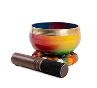 Himalayan Bazaar Tibetan Singing Bowl Set - Easy To Play for Beginners - Authentic Handcrafted Mindfulness Meditation Holistic Sound 7 Chakra Healing Gift by Multicolor
