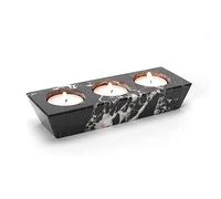 Himalayan Black Marble 3 Hole Tea Light Candle Holder - Tea Lights Included!