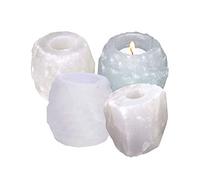 Himalayan Crystal Rock Salt T Light Candle Holder Different Shaprs (White Candle Holder, 4)