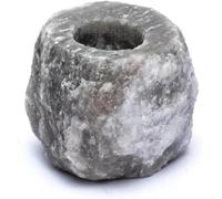 Himalayan Grey Salt Candle Holder - Unique Rock Crystal Tealight Lamp for Home Décor & Gift Use | 1 Pc by NaturalKrafts, Punjab, Pakistan - Box Packed
