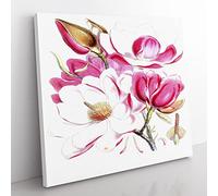 Himalayan Magnolia Flowers by W. H. Fitch Vintage Canvas Wall Art Print Ready to Hang, Framed Picture for Living Room Bedroom Home Office Décor, 50x50 cm (20x20 Inch)