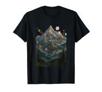 Himalayan Mountain Range Art with Prayer Flags Adventure T-Shirt