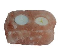 Himalayan natural salt candle holder with 2 candle holes