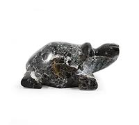 Himalayan Onyx Marble Fossilstone Animals 3'' Shark Penguin Owl Swan Seal Hand Carved Decorative Ornament (Black Marble Turtle)