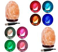 Himalayan Pink Salt 8 Colour Changing USB Salt Rock Lamp, Natural Salt Lamp Light, Glow Night Light for Home Decoration (Pack of 2)