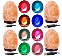 Himalayan Pink Salt 8 Colour Changing USB Salt Rock Lamp USB Natural Salt Lamp Light Glow Hand Crafted Night Light for Lighting Pink Mini Lamp Home Decoration (Pack of 4)