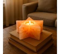 Himalayan Pink salt star Candle holder 1.5 KG, available in 2, and 4 pack, Tea light candle holder. (2, One size)