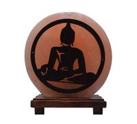 Himalayan Rock Salt Lamp with Wooden Base - Buddha Design