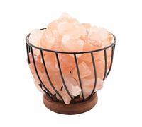 Himalayan Rock Salt Metal Basket Table Lamp