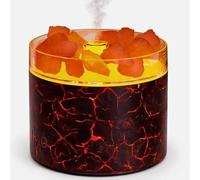 Himalayan Salt Aroma Diffuser 160ML - USB Cool Mist Essential Oil Humidifier with Natural Crystal Salt Stones from Punjab Pakistan, Mini Quiet Desk & Bedroom Diffuser for Home & Office. (Crack Black)