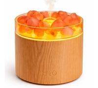 Himalayan Salt Aroma Diffuser 160ML - USB Cool Mist Essential Oil Humidifier with Natural Crystal Salt Stones from Punjab Pakistan, Mini Quiet Desk & Bedroom Diffuser for Home & Office. (Wood Grain)