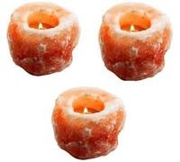 Himalayan Salt Candle Holder Tea Light Candle Holder Natural Pink White Grey Himalayan Crystal Rock Salt Lamp Tealight Candles Set Healing Ionizing Lamps (Pack of 3)